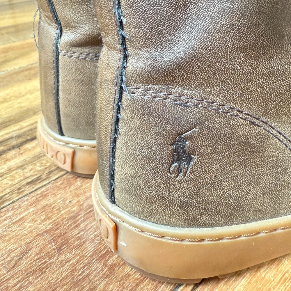 Polo Ralph Lauren Brown Faux Leather Chett Sneakers Men’s 6 Women’s 7.5